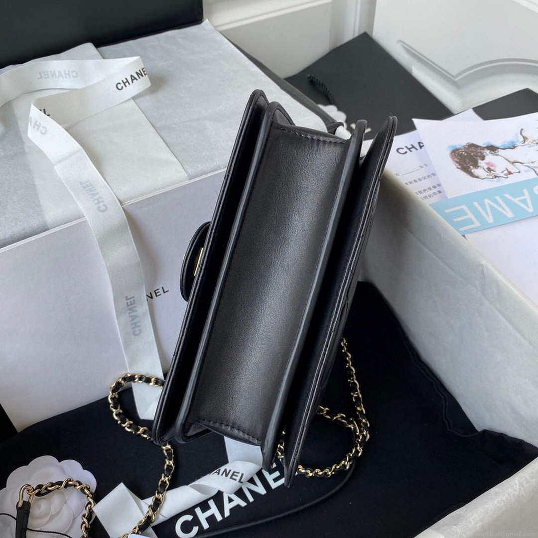 Chanel Small Flap Bag With top Handle Calfskin CC AS2680 Black