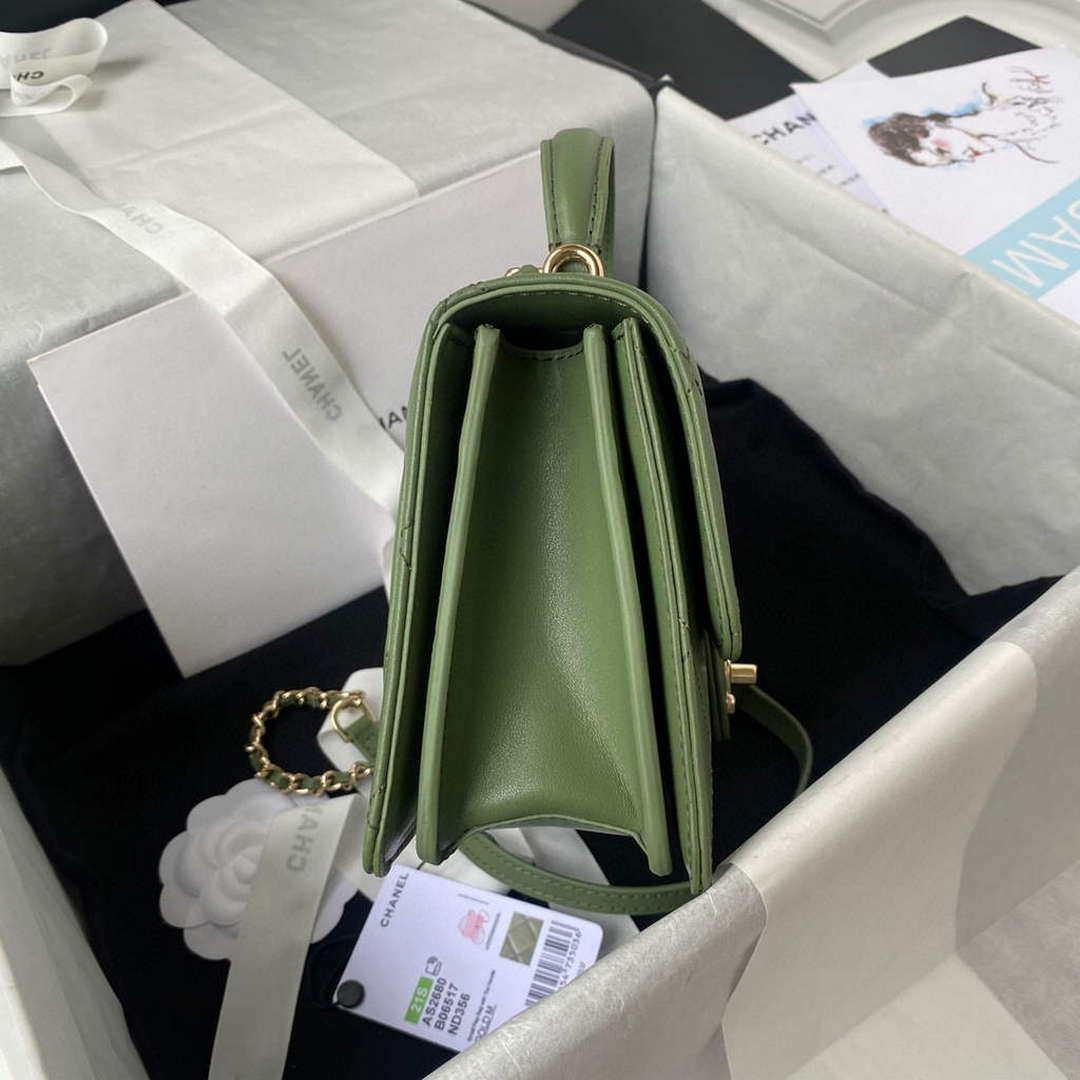 Chanel Small Flap Bag With top Handle Calfskin CC AS2680 Green
