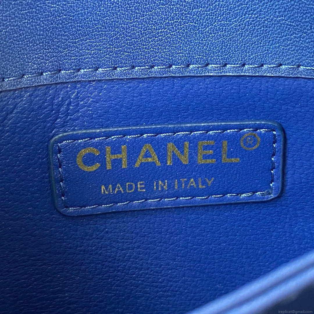 Chanel Small Flap Bag With top Handle Calfskin CC AS2680 Blue