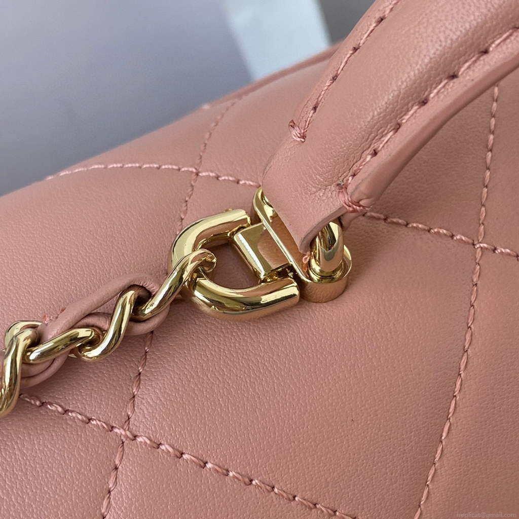 Chanel CC AS2681 Flap Bag With top Handle Calfskin Pink
