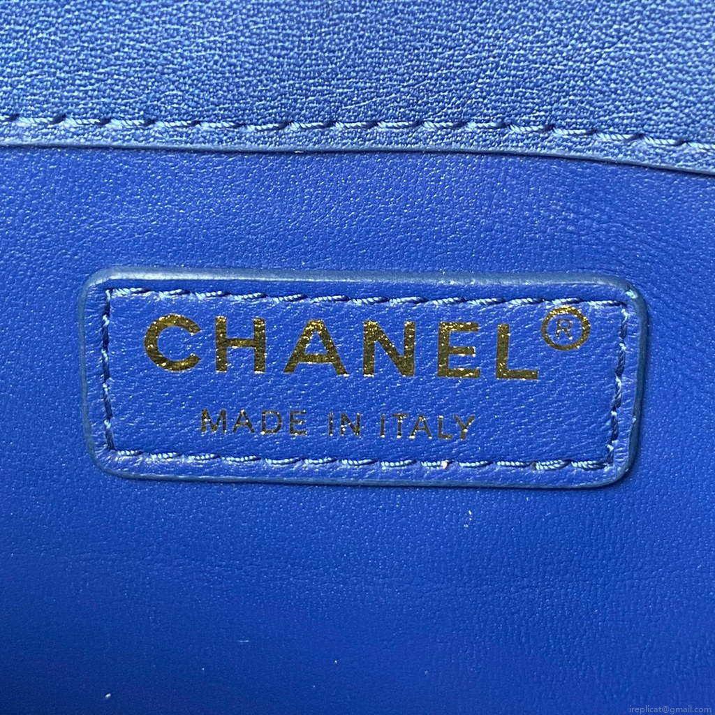 Chanel CC AS2681 Flap Bag With top Handle Calfskin Blue