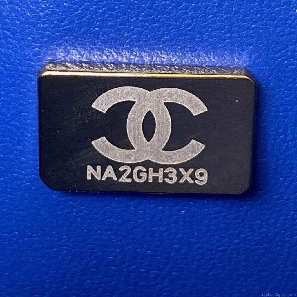 Chanel CC AS2681 Flap Bag With top Handle Calfskin Blue