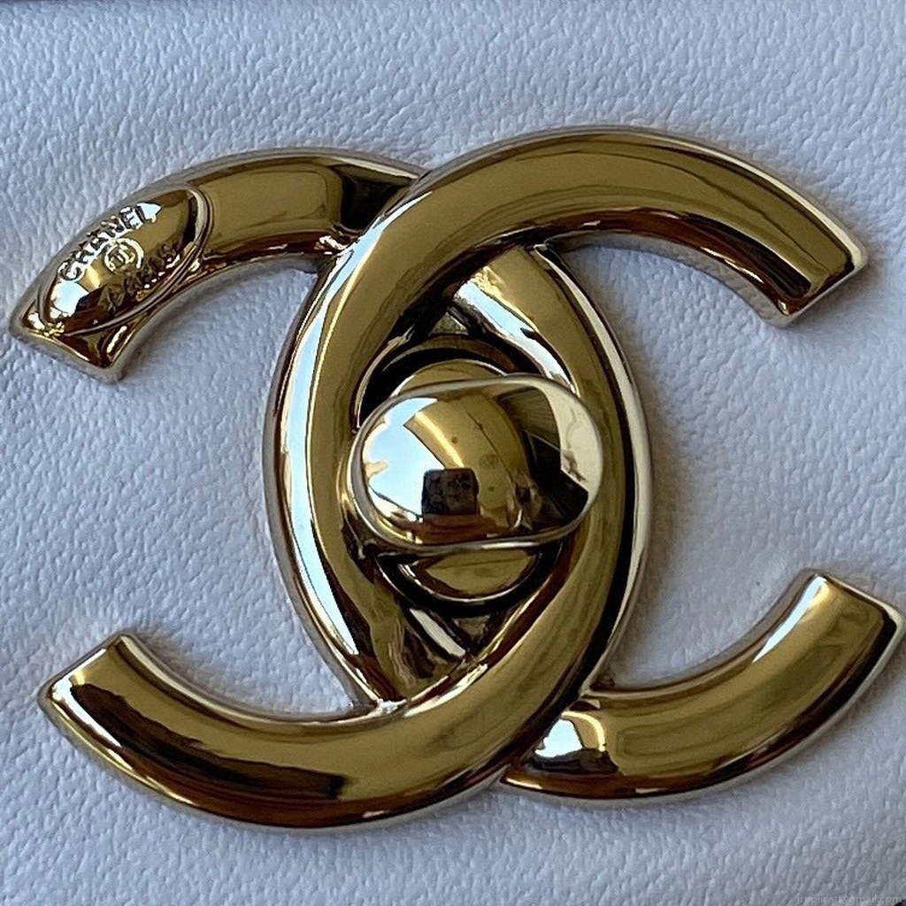 Chanel CC AS2681 Flap Bag With top Handle Calfskin White
