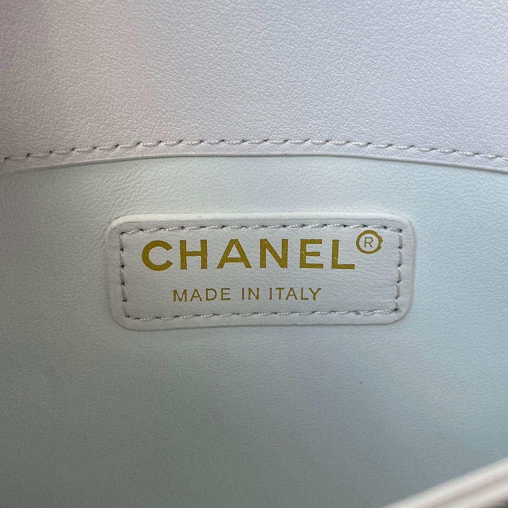 Chanel CC AS2681 Flap Bag With top Handle Calfskin White