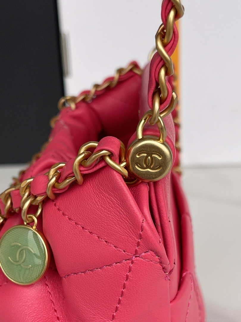 Chanel AS3793 Small Bucket Bag Lambskin Resin & Gold-Tone Metal Red