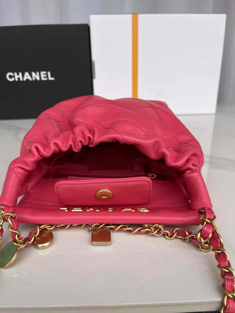 Chanel AS3793 Small Bucket Bag Lambskin Resin & Gold-Tone Metal Red