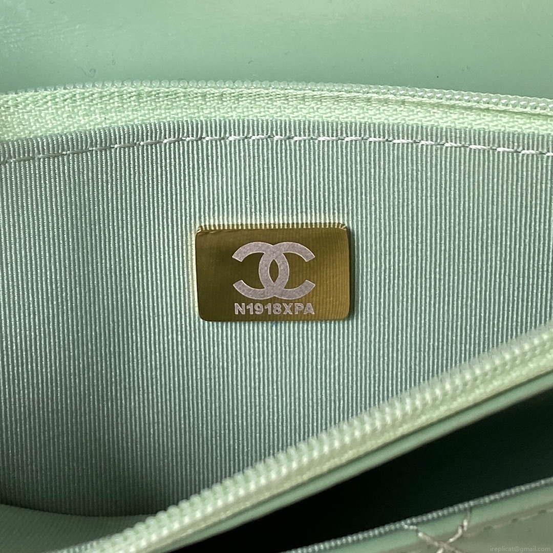 Chanel AP3240 Flap Bag With Top Handle Lambskin & Gold-Tone Metal Green
