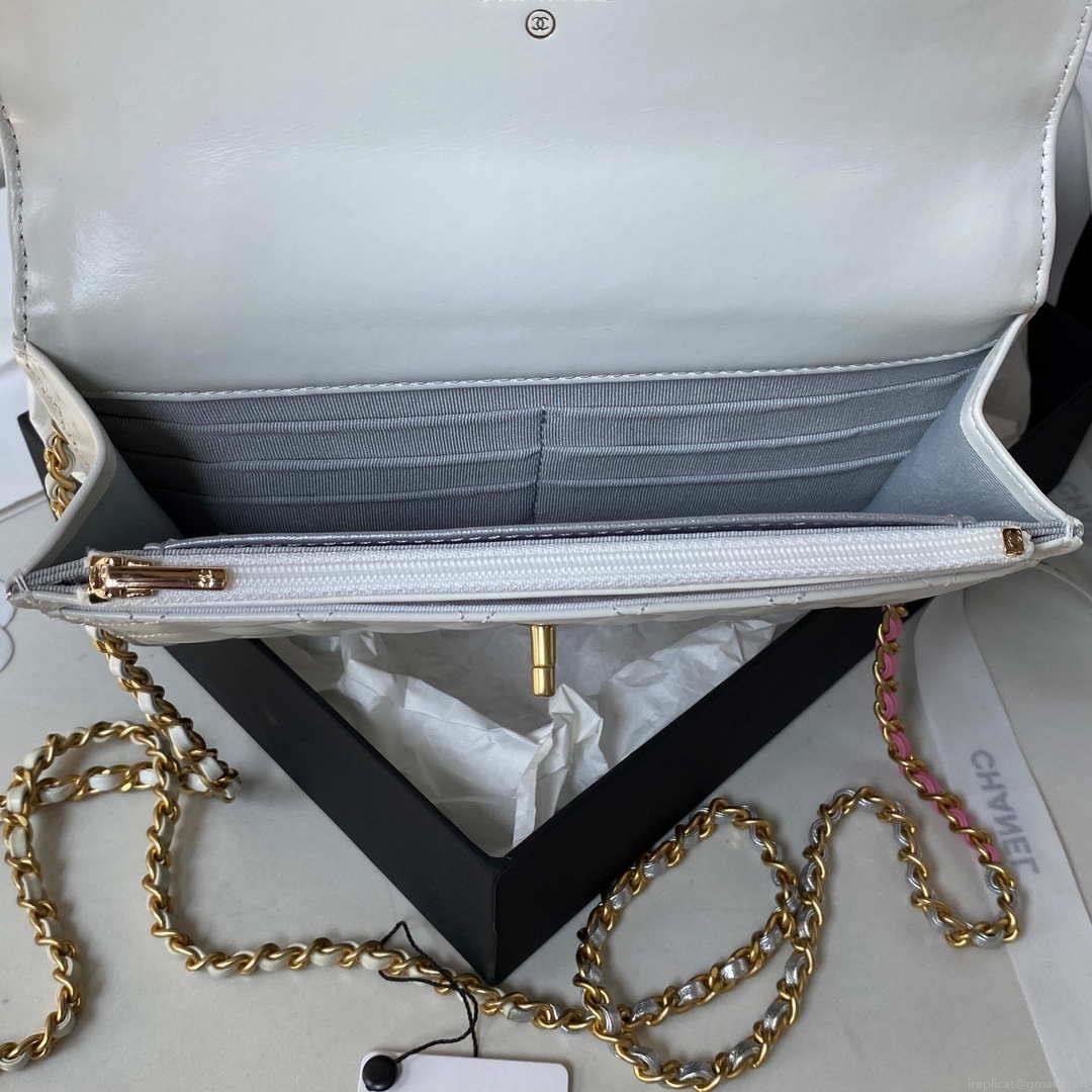 Chanel AP3240 Flap Bag With Top Handle Lambskin & Gold-Tone Metal White