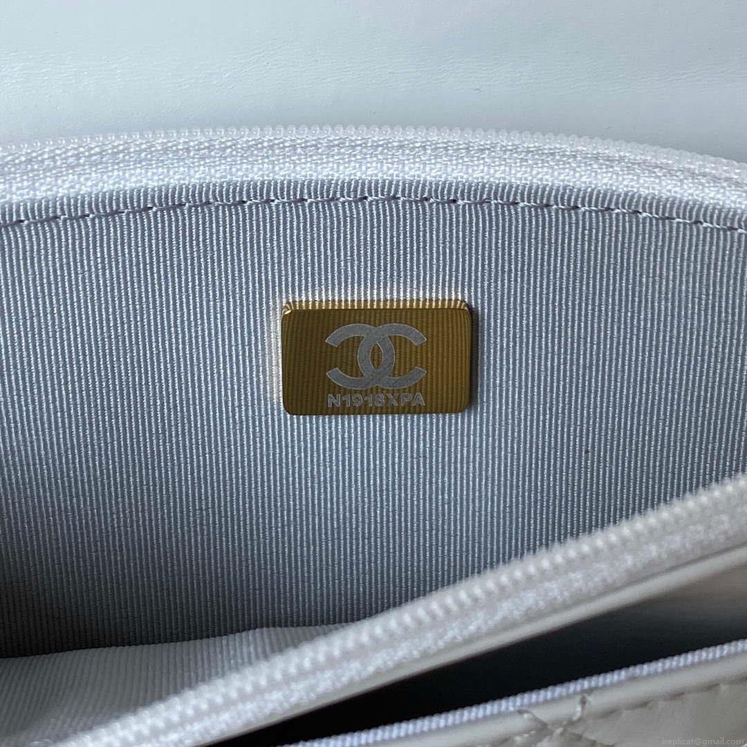Chanel AP3240 Flap Bag With Top Handle Lambskin & Gold-Tone Metal White