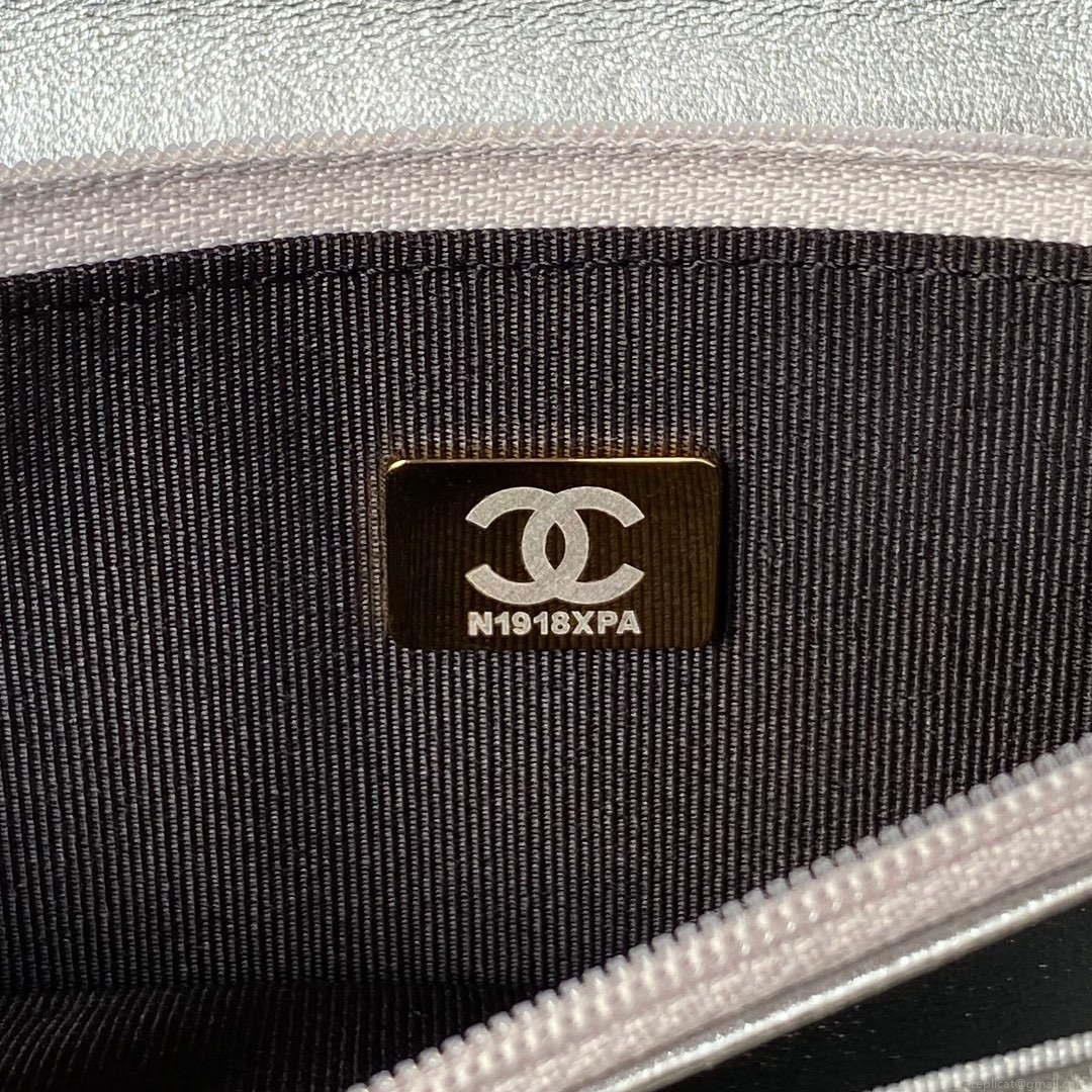 Chanel AP3240 Flap Bag With Top Handle Lambskin & Gold-Tone Metal Silver