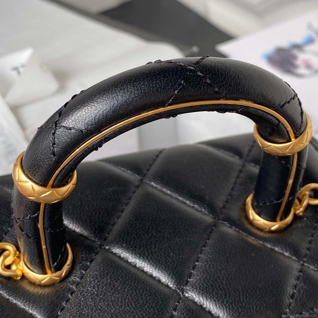 Chanel AS3973 Small Vanity Case Lambskin bag with top handle Black Gold