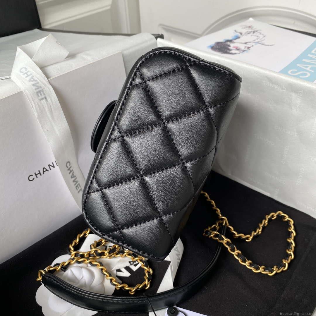 Chanel AS3973 Small Vanity Case Lambskin bag with top handle Black Gold