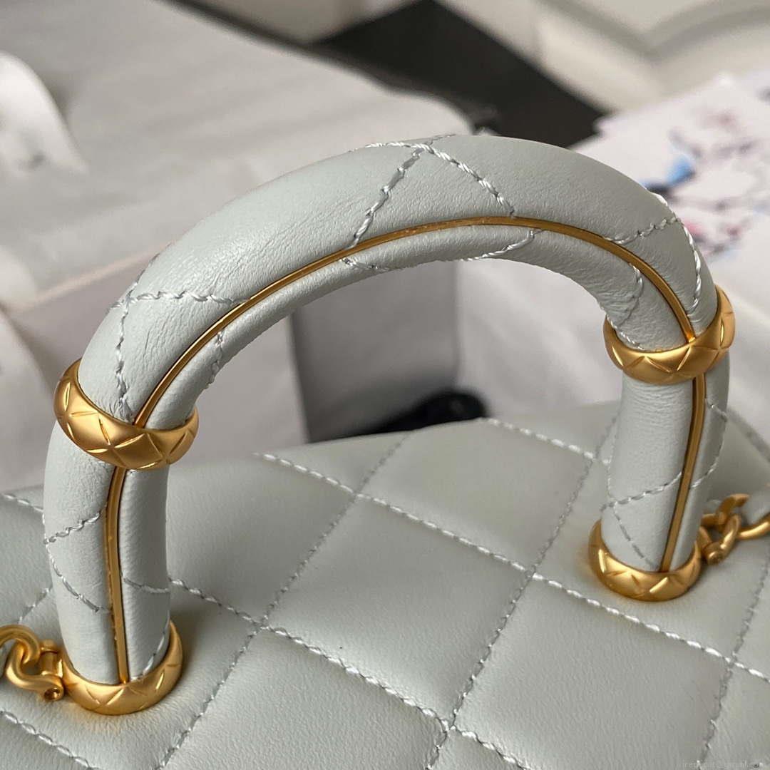 Chanel AS3973 Small Vanity Case Lambskin bag with top handle Light Blue