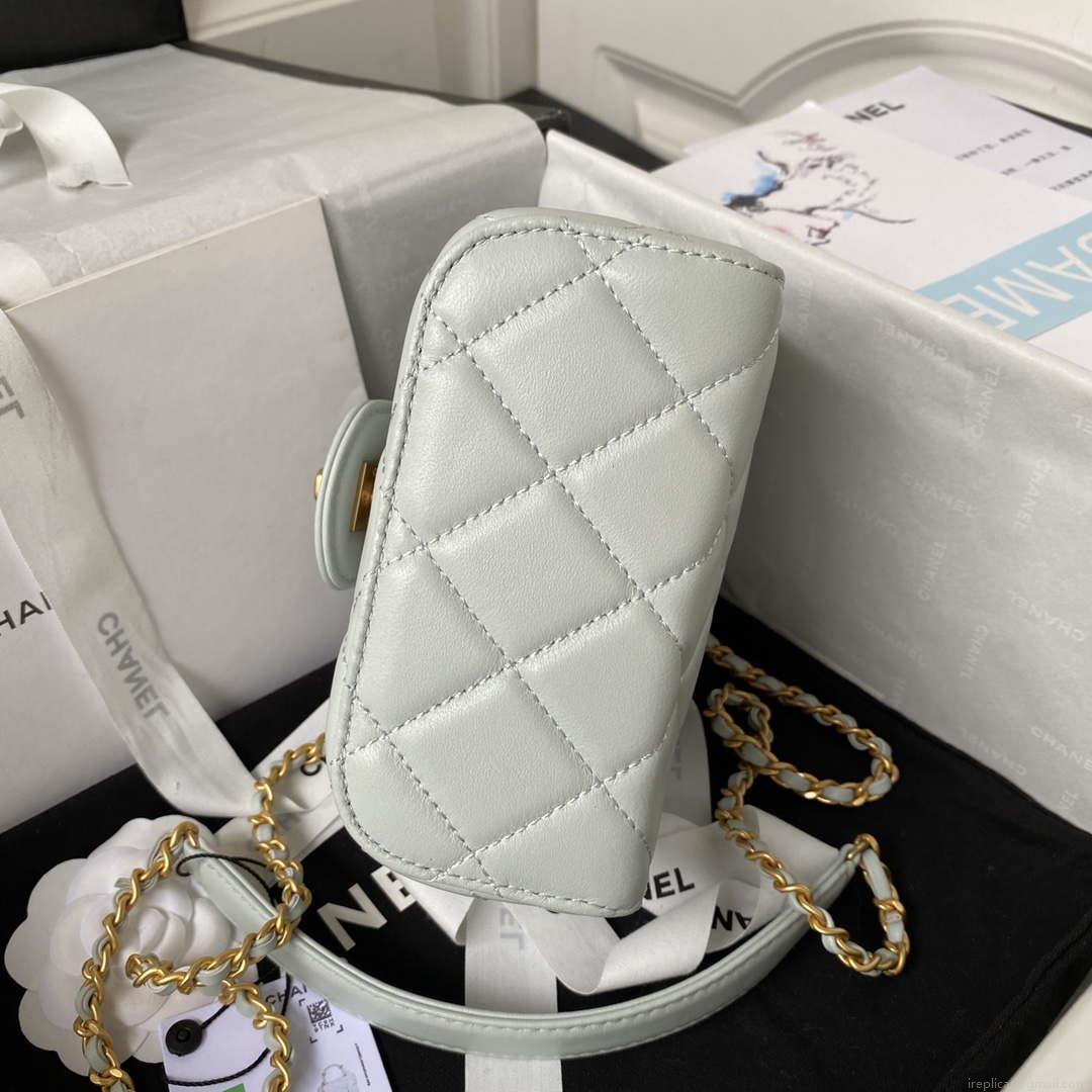 Chanel AS3973 Small Vanity Case Lambskin bag with top handle Light Blue