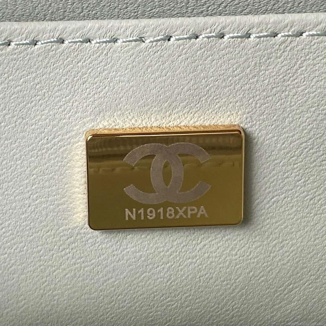Chanel AS3973 Small Vanity Case Lambskin bag with top handle Light Blue