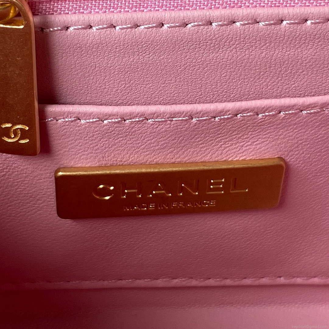 Chanel AS3973 Small Vanity Case Tweed Lambskin & Gold Metal Pink & Ecru