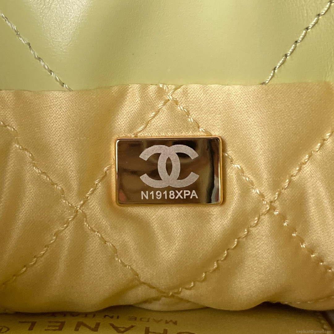 Chanel 22 Mini Handbag AS3980 Shiny Calfskin & Gold-Tone Metal Yellow