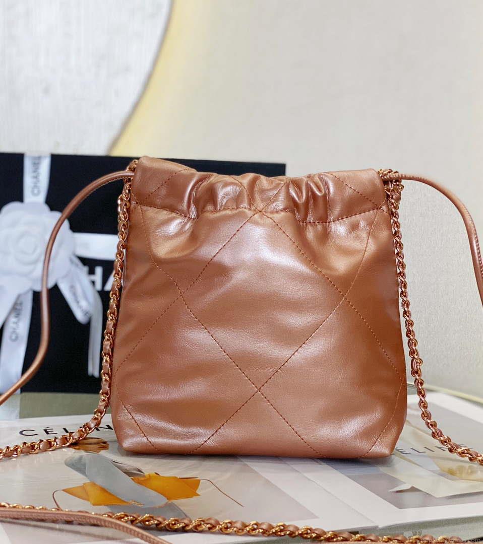 Chanel 22 Mini Handbag AS3980 Shiny Calfskin & Gold-Tone Metal Copper
