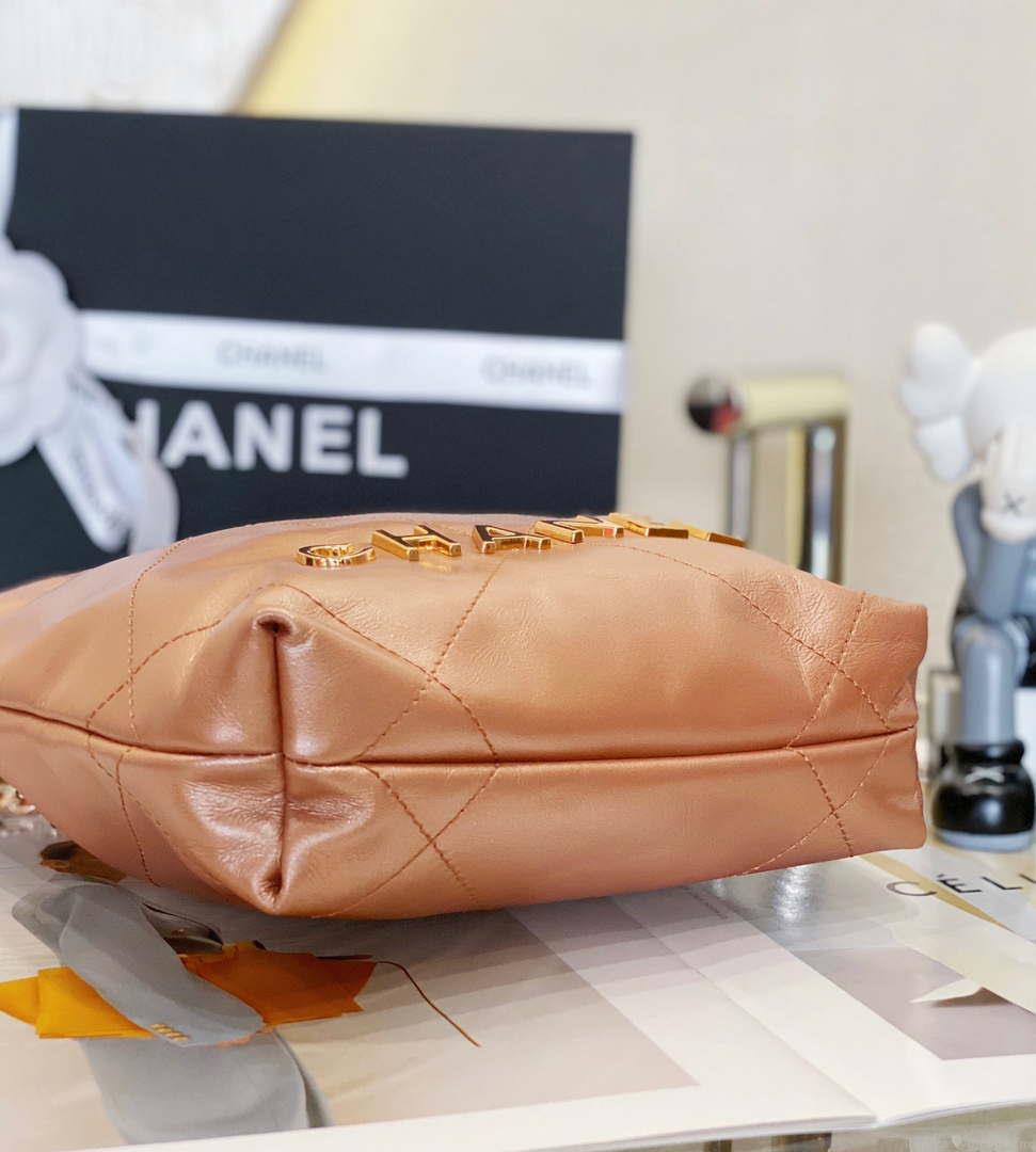 Chanel 22 Mini Handbag AS3980 Shiny Calfskin & Gold-Tone Metal Copper