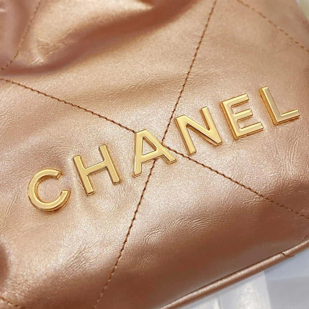 Chanel 22 Mini Handbag AS3980 Shiny Calfskin & Gold-Tone Metal Copper