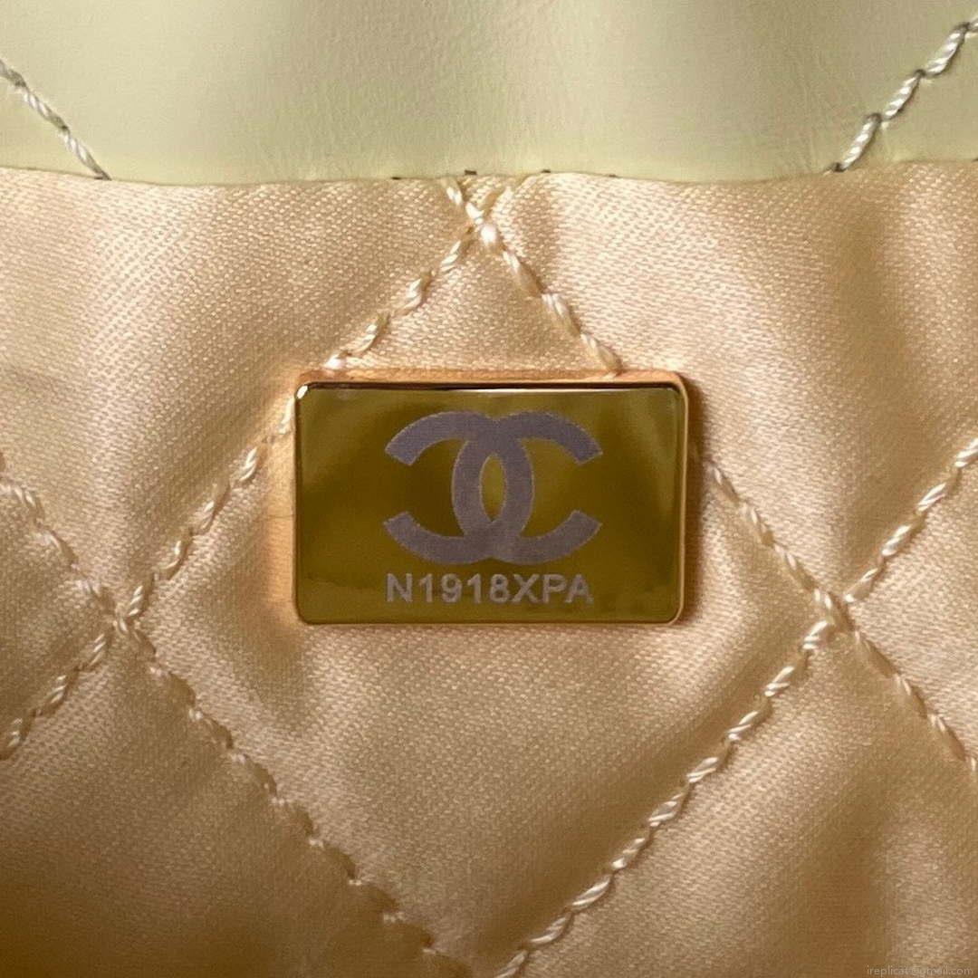 Chanel AS3980 22 Mini Handbag Shiny Calfskin & Gold-Tone Metal Yellow