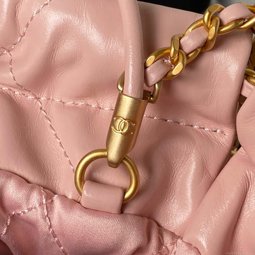 Chanel AS3980 22 Mini Handbag Shiny Calfskin & Gold-Tone Metal Pink