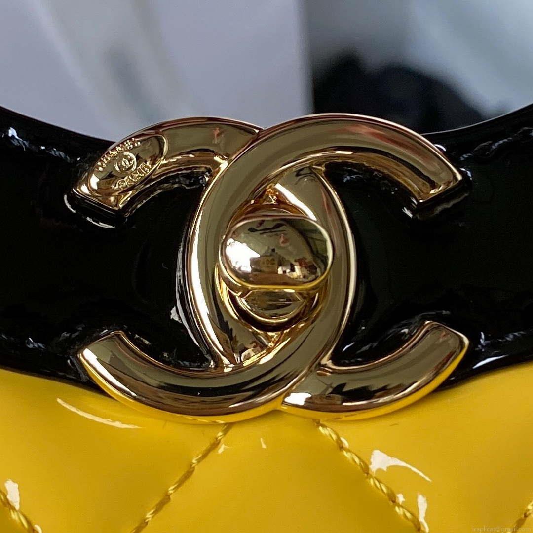 Chanel AS4133 mini Bi-color Chain patent leather Bag Yellow