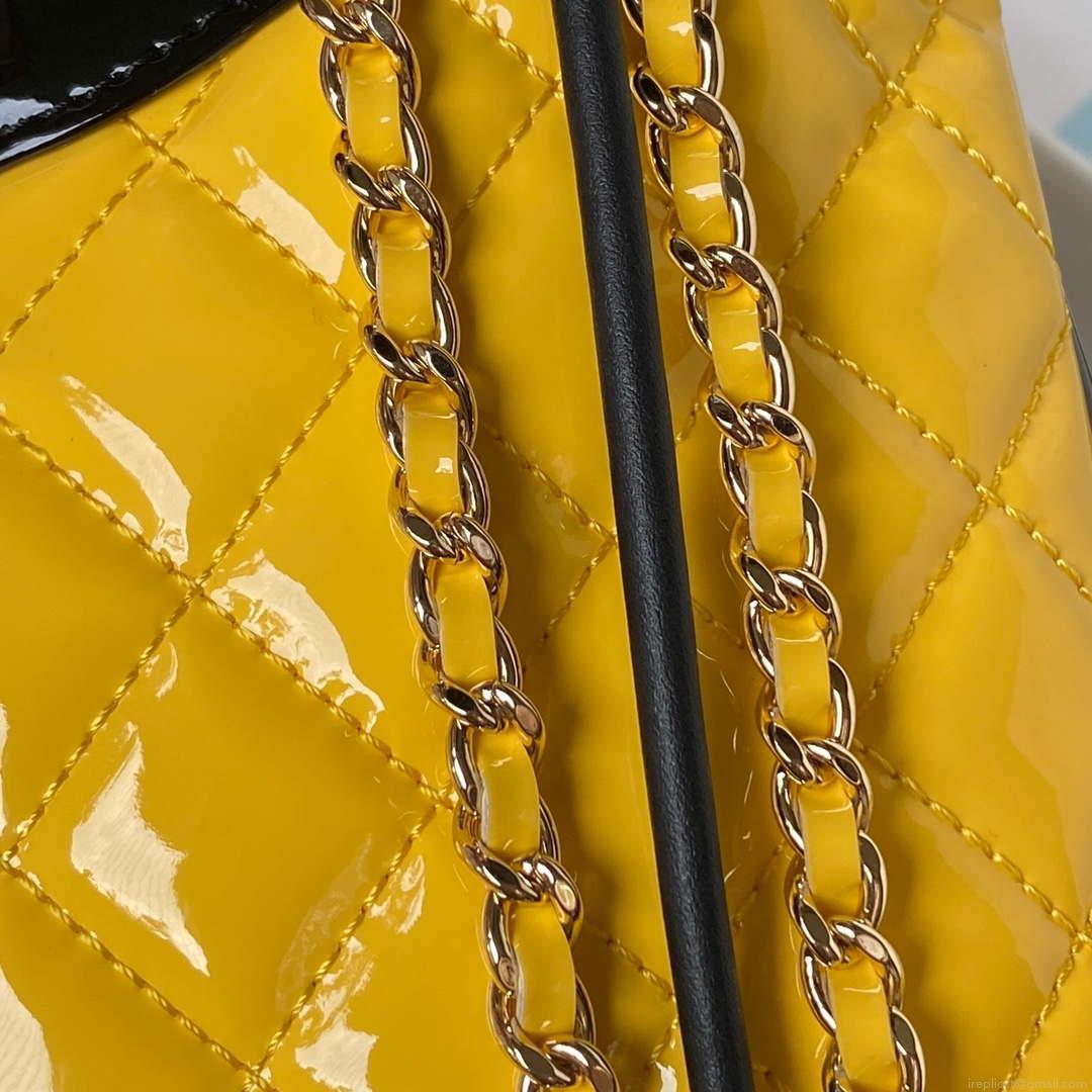 Chanel AS4133 mini Bi-color Chain patent leather Bag Yellow
