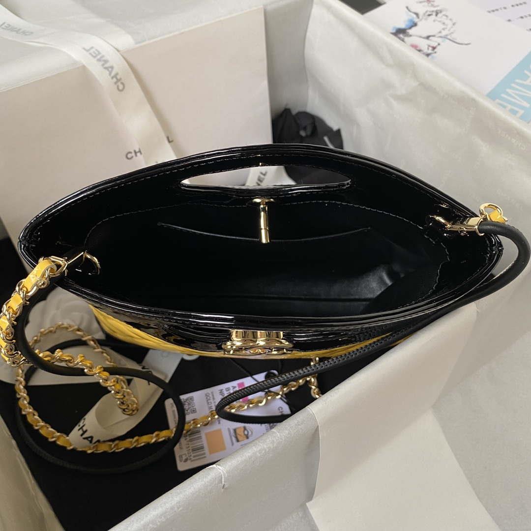 Chanel AS4133 mini Bi-color Chain patent leather Bag Yellow