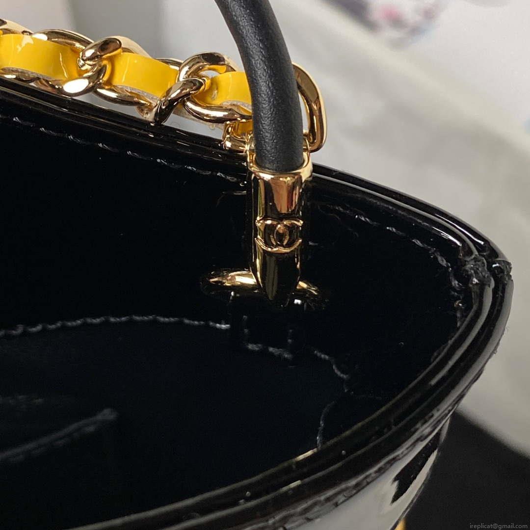 Chanel AS4133 mini Bi-color Chain patent leather Bag Yellow