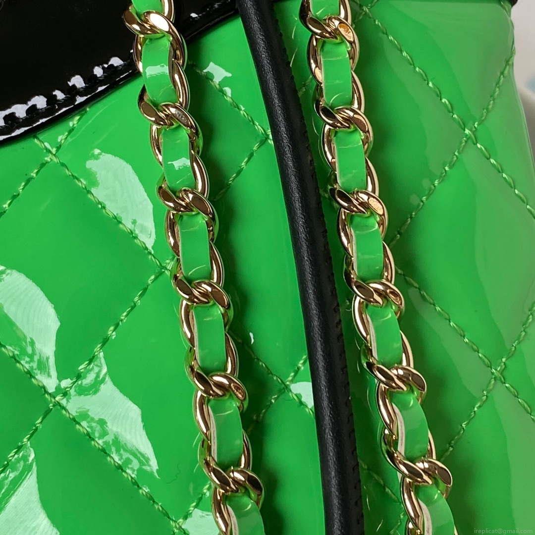 Chanel AS4133 mini Bi-color Chain patent leather Bag Green