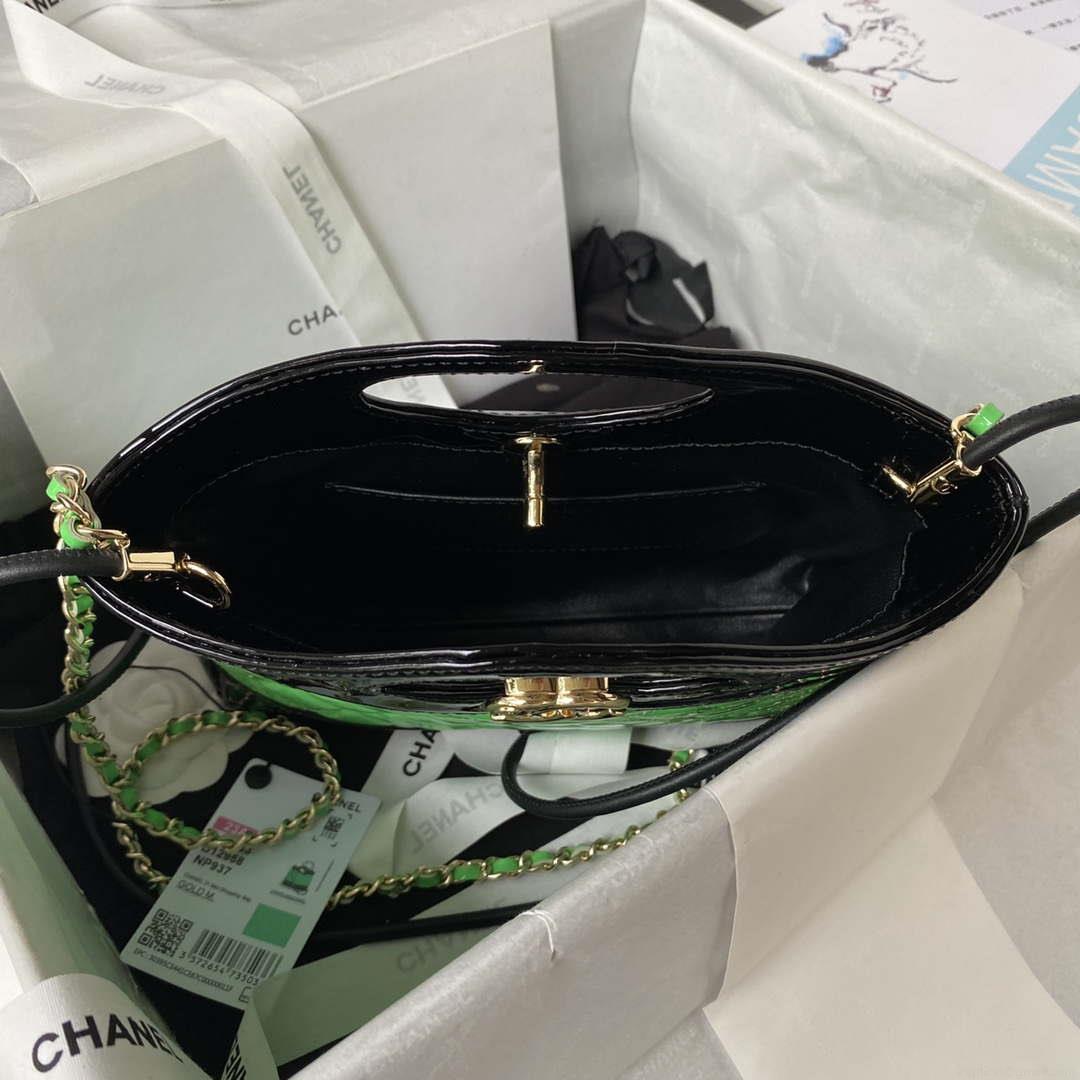 Chanel AS4133 mini Bi-color Chain patent leather Bag Green
