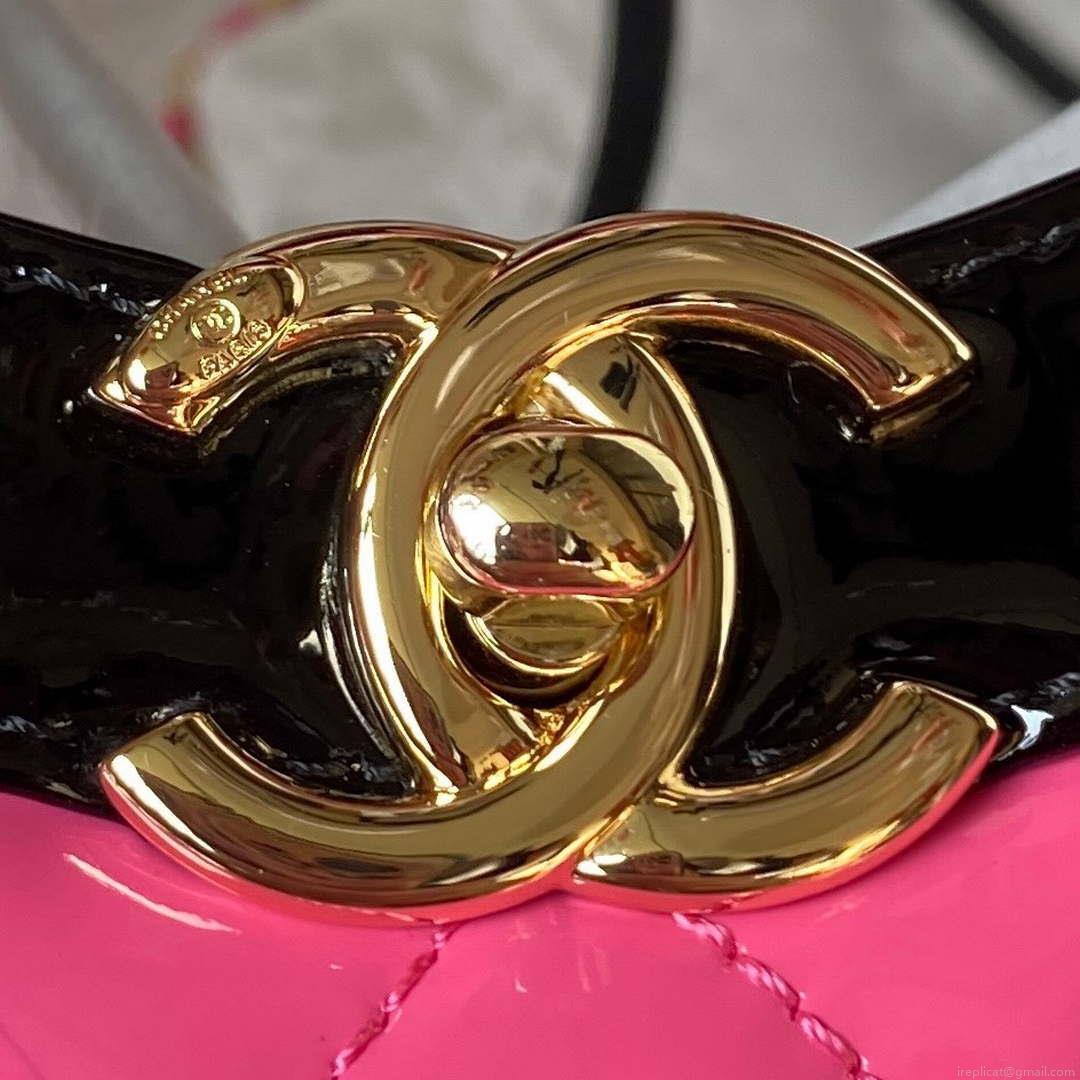 Chanel AS4133 mini Bi-color Chain patent leather Bag Rose Red