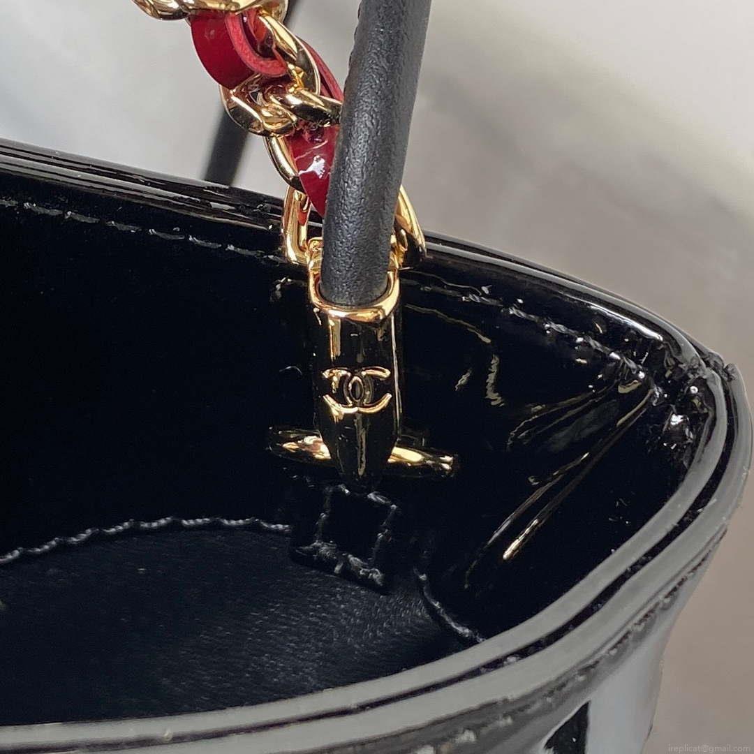 Chanel AS4133 mini Bi-color Chain patent leather Bag Wine Red