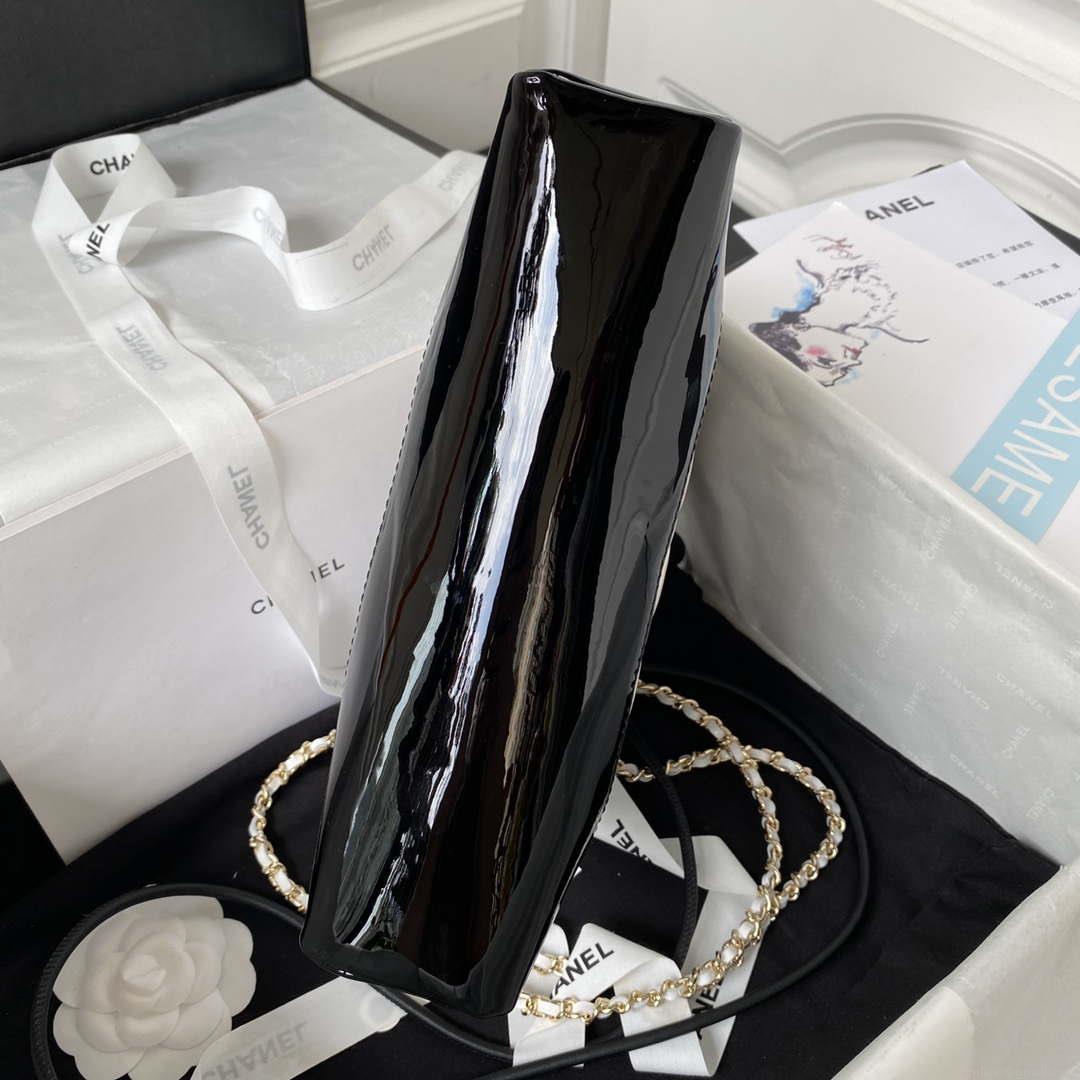 Chanel AS4133 mini Bi-color Chain patent leather Bag White