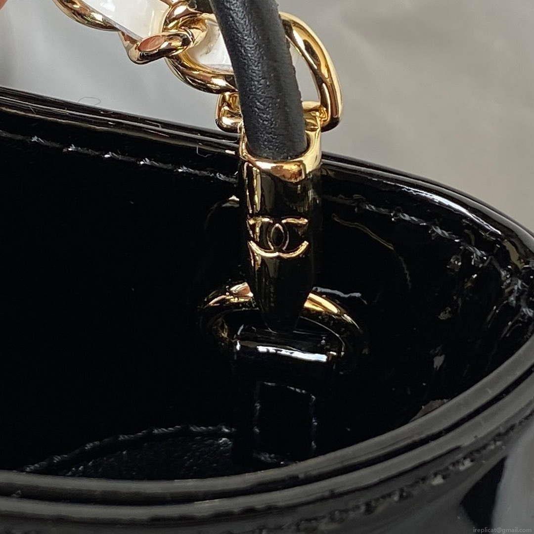 Chanel AS4133 mini Bi-color Chain patent leather Bag White