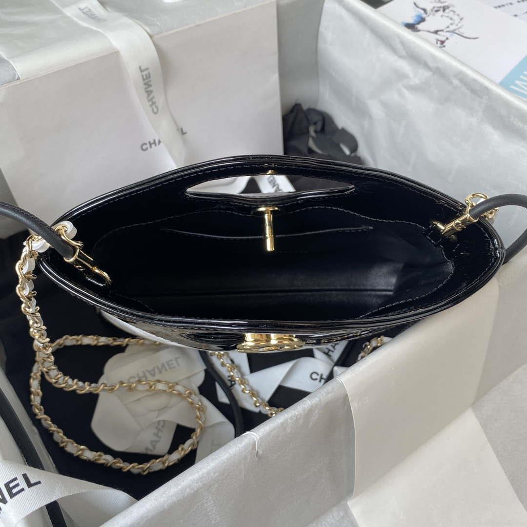 Chanel AS4133 mini Bi-color Chain patent leather Bag White
