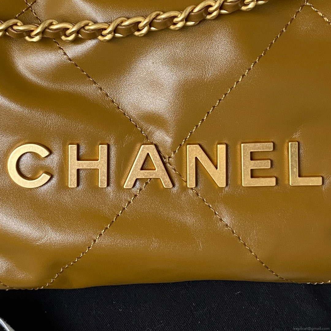 Chanel 22 Mini Handbag AS3980 Shiny Calfskin & Gold-Tone Metal Marigold