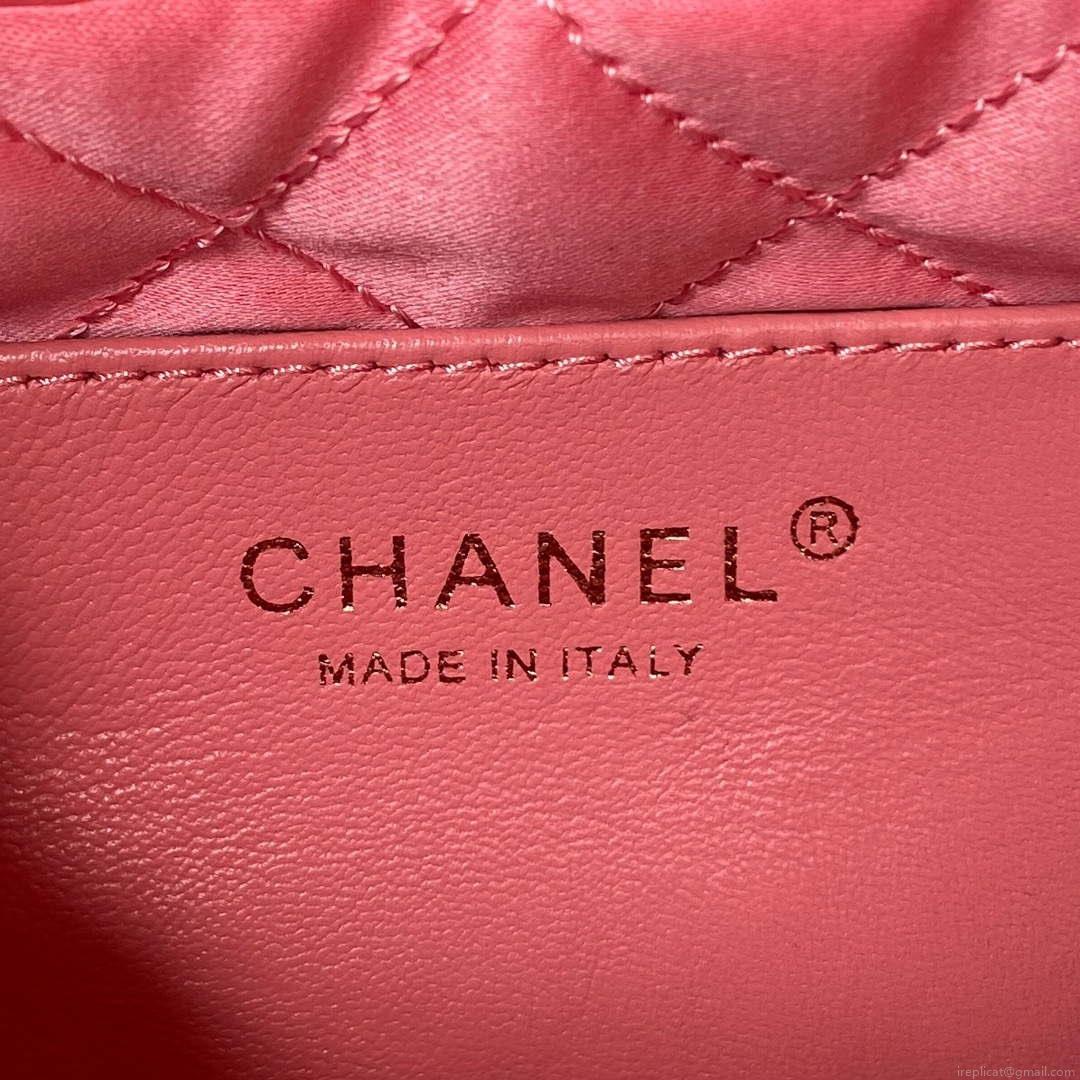 Chanel 22 Mini Handbag AS3980 Shiny Calfskin & Gold-Tone Metal Rose Pink
