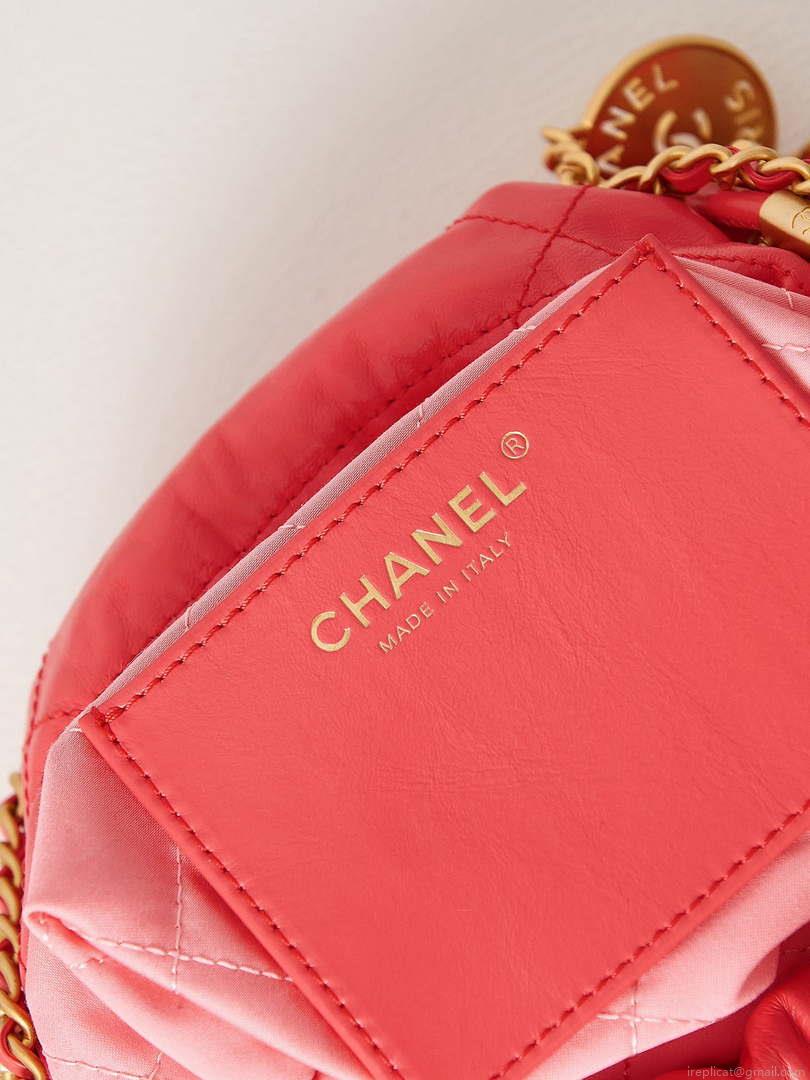 Chanel 22 Mini Handbag AS3980 Shiny Calfskin & Gold-Tone Metal Red