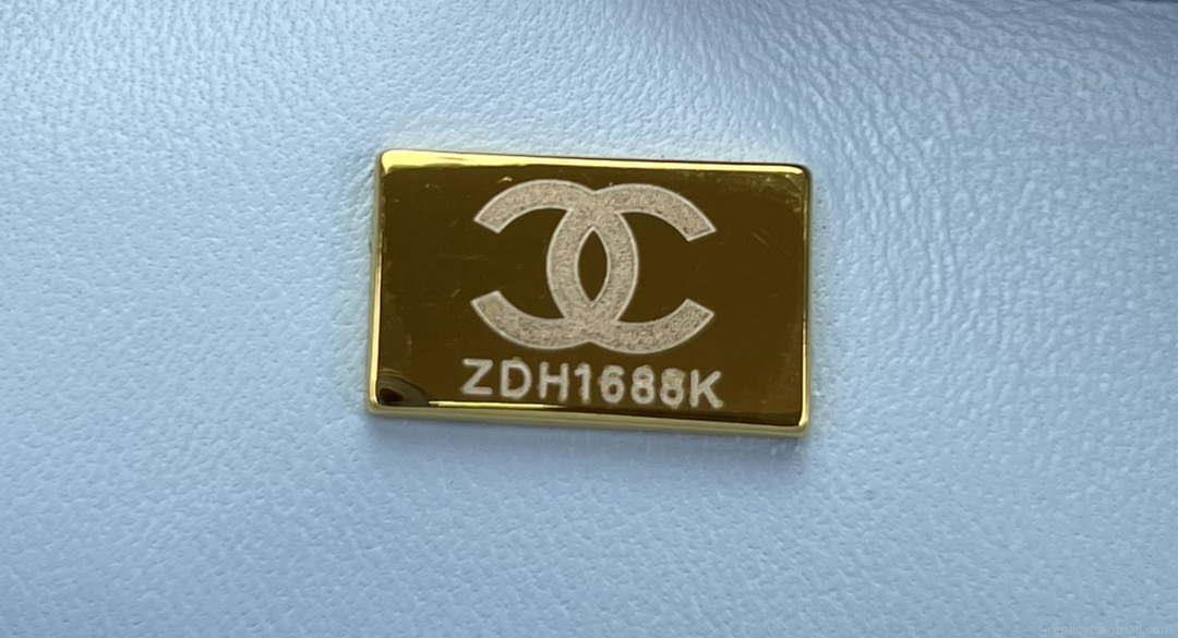 Chanel AS4151 Small Flap Bag With Top Handle Lambskin & Wenge Wood Blue