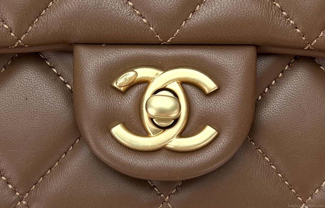 Chanel AS4151 Small Flap Bag With Top Handle Lambskin & Wenge Wood Brown