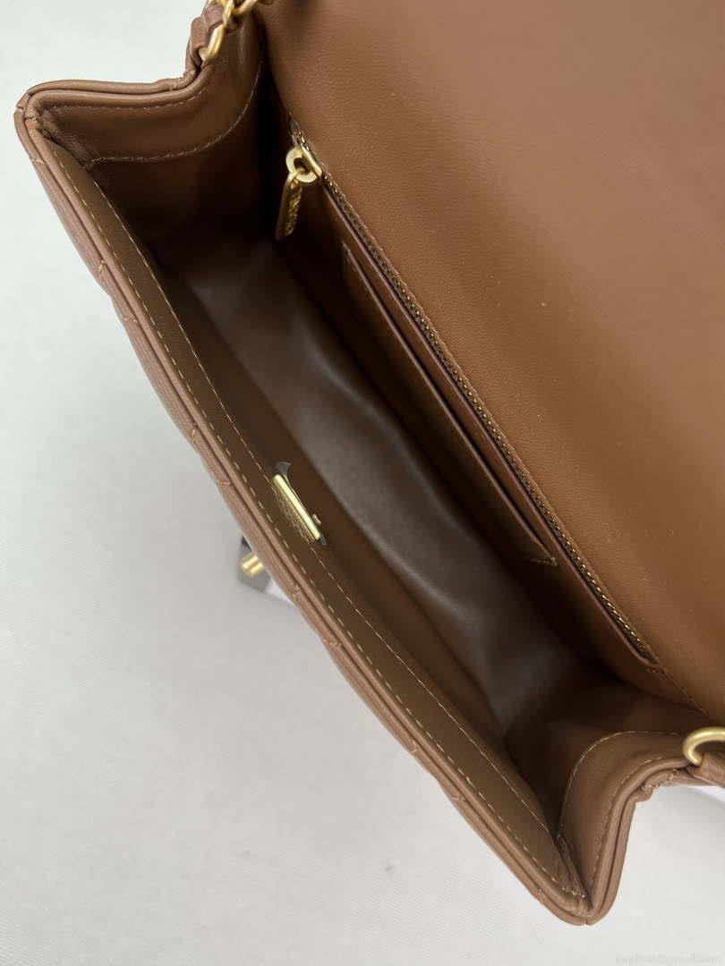 Chanel AS4151 Small Flap Bag With Top Handle Lambskin & Wenge Wood Brown