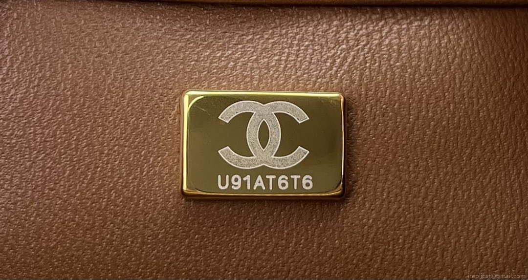 Chanel AS4151 Small Flap Bag With Top Handle Lambskin & Wenge Wood Brown
