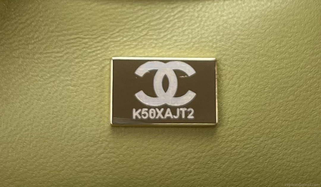 Chanel AS4151 Small Flap Bag With Top Handle Lambskin & Wenge Wood Matcha green
