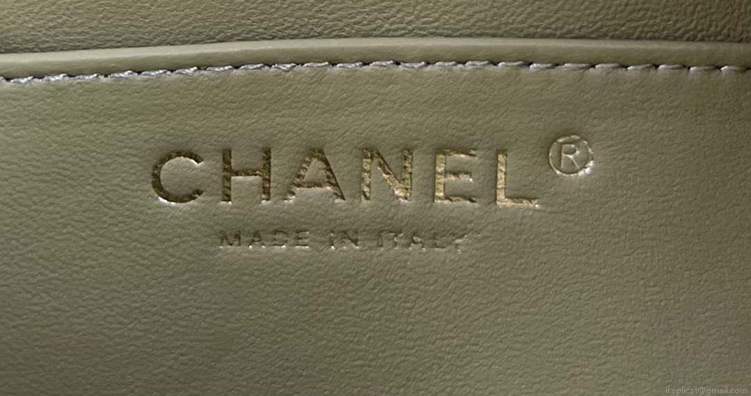 Chanel AS4151 Small Flap Bag With Top Handle Lambskin & Wenge Wood Matcha green