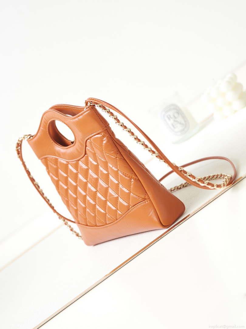 Chanel 31 mini Shopping Chain Lambskin leather AS4133 Bag Brown