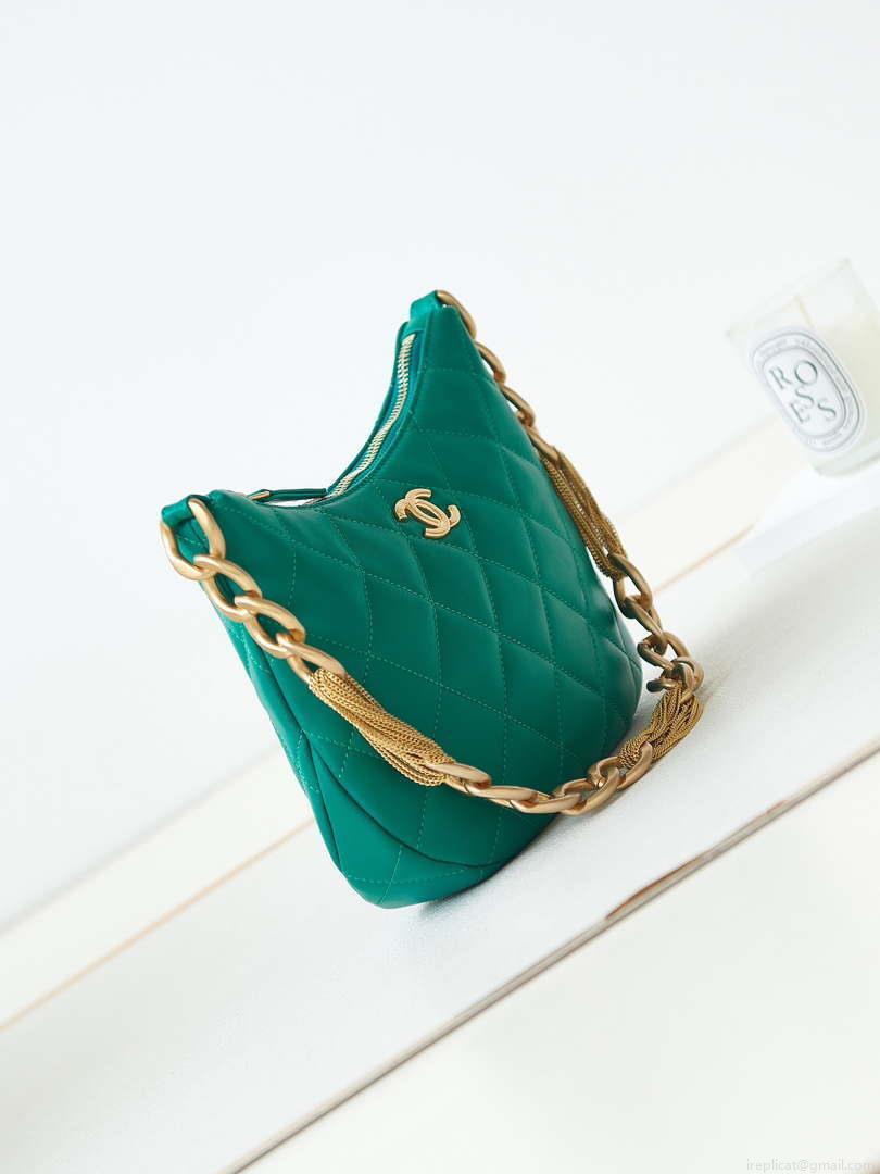 Chanel AS4220 HOBO Handbag Lambskin Green