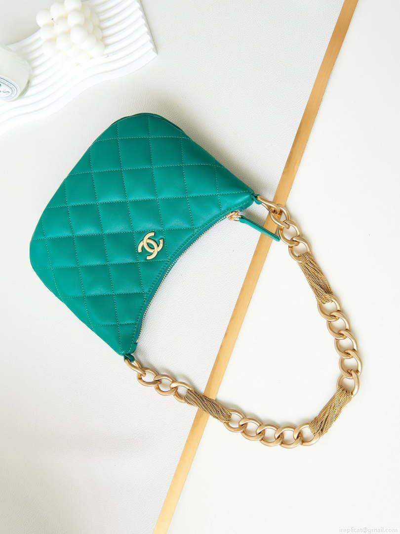 Chanel AS4220 HOBO Handbag Lambskin Green