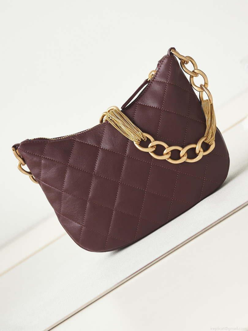 Chanel AS4220 HOBO Handbag Lambskin Wine Red